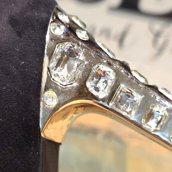 Simply Vera Vera Wang Black Open Toe Jewel Heel Platform Wmns Sz 8.5 - Picture 11 of 11